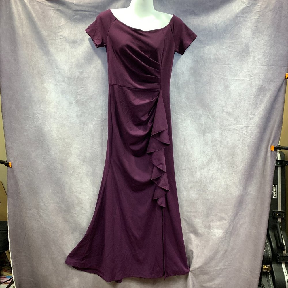 AISIZE Women's Elegant Off Shoulder Ruffle Formal Evening Long Dress